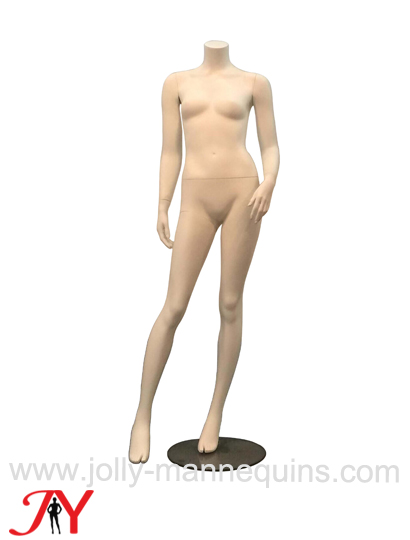 Jolly mannequins skin color headless standing female mannequin right leg leaning pose JY-HLW01