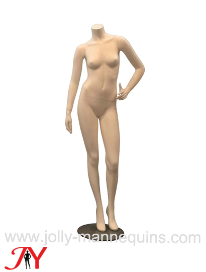 Jolly mannequins skin color headless standing female mannequin left leg leaning pose JY-HLW02