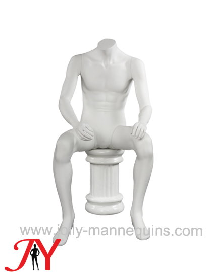 Jolly mannequins white color good quality male headless sitting mannequin JY-DFM056